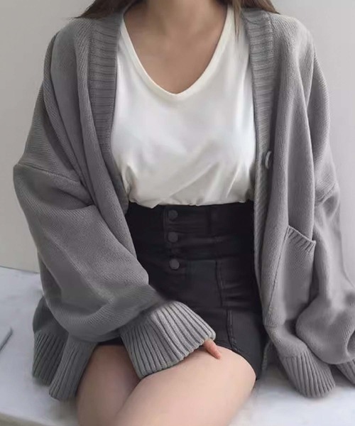 Girly Doll(ガーリードール)の「オーバーサイズニットカーディガン(カーディガン/ボレロ・レディース・ベージュ/ネイビー/ブラック/グレー・FREE)」の10枚目の写真