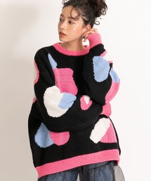 bohmal | カラフルモチーフ柄オーバーサイズニット(ニット/セーター)