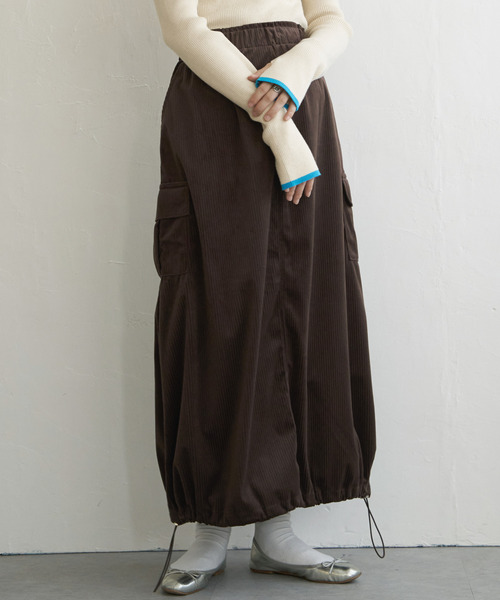 VENCEEXCHANGE（ヴァンスエクスチェンジ）の「コーデュロイミリタリースカート（スカート・レディース・ブラック/グリーン/ブラウン/オフホワイト・FREE）」の3枚目の写真