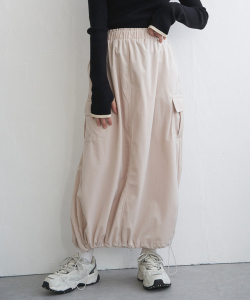 VENCEEXCHANGE（ヴァンスエクスチェンジ）の「コーデュロイミリタリースカート（スカート・レディース・ブラック/グリーン/ブラウン/オフホワイト・FREE）」の2枚目の写真