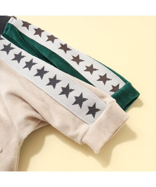 BREEZE（ブリーズ）の「サイドラインベロアセットアップ（セットアップ・キッズ・ダークグリーン/ベージュ・70/80）」の14枚目の写真