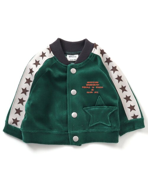 BREEZE（ブリーズ）の「サイドラインベロアセットアップ（セットアップ・キッズ・ダークグリーン/ベージュ・70/80）」の6枚目の写真