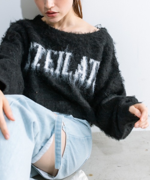 OLIVE des OLIVE（オリーブデオリーブ）の「LOGOジャガード起毛ニット　1032050300（ニット/セーター・レディース・ピンク/チャコールグレー/ブラック/ピンク系その他/オフホワイト・FREE）」の2枚目の写真