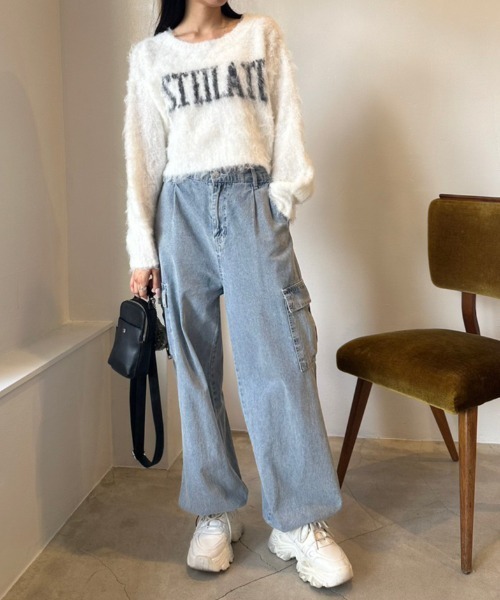 OLIVE des OLIVE（オリーブデオリーブ）の「LOGOジャガード起毛ニット　1032050300（ニット/セーター・レディース・ピンク/チャコールグレー/ブラック/ピンク系その他/オフホワイト・FREE）」の6枚目の写真