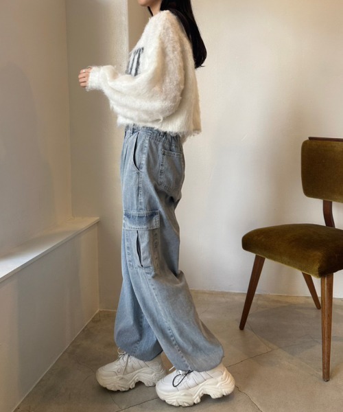 OLIVE des OLIVE（オリーブデオリーブ）の「LOGOジャガード起毛ニット　1032050300（ニット/セーター・レディース・ピンク/チャコールグレー/ブラック/ピンク系その他/オフホワイト・FREE）」の7枚目の写真