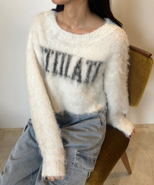 OLIVE des OLIVE（オリーブデオリーブ）の「LOGOジャガード起毛ニット　1032050300（ニット/セーター・レディース・ピンク/チャコールグレー/ブラック/ピンク系その他/オフホワイト・FREE）」の12枚目の写真