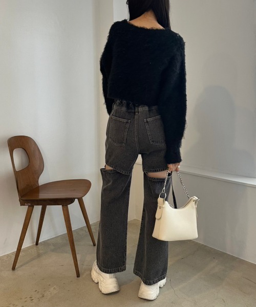 OLIVE des OLIVE（オリーブデオリーブ）の「LOGOジャガード起毛ニット　1032050300（ニット/セーター・レディース・ピンク/チャコールグレー/ブラック/ピンク系その他/オフホワイト・FREE）」の15枚目の写真