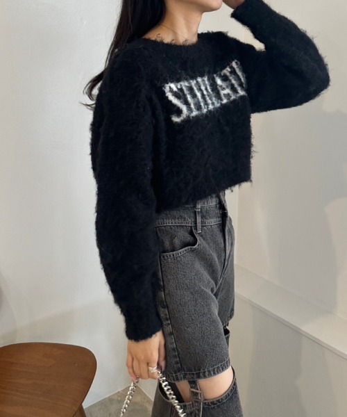 OLIVE des OLIVE（オリーブデオリーブ）の「LOGOジャガード起毛ニット　1032050300（ニット/セーター・レディース・ピンク/チャコールグレー/ブラック/ピンク系その他/オフホワイト・FREE）」の17枚目の写真