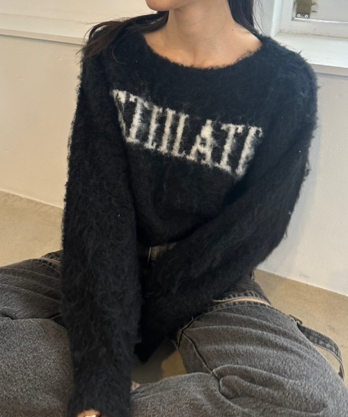 OLIVE des OLIVE（オリーブデオリーブ）の「LOGOジャガード起毛ニット　1032050300（ニット/セーター・レディース・ピンク/チャコールグレー/ブラック/ピンク系その他/オフホワイト・FREE）」の19枚目の写真