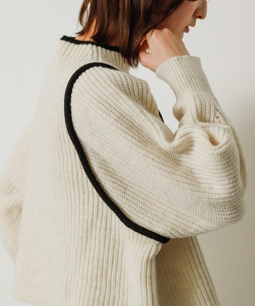 SENSE OF PLACE by URBAN RESEARCH（センスオブプレイスバイアーバンリサーチ）の「ラインルーズセーター（ニット/セーター・レディース・ミント/アイボリー/ブラック・ONE）」の14枚目の写真