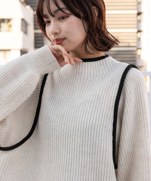 SENSE OF PLACE by URBAN RESEARCH（センスオブプレイスバイアーバンリサーチ）の「ラインルーズセーター（ニット/セーター・レディース・ミント/アイボリー/ブラック・ONE）」の20枚目の写真
