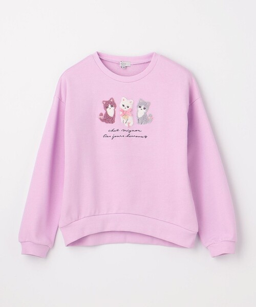 エニィファム　新品　【らくっトレーナー】アニマル裏毛サガラ刺しゅうトレーナー セール】【らくっトレーナー】アニマル 裏毛 サガラ刺しゅう