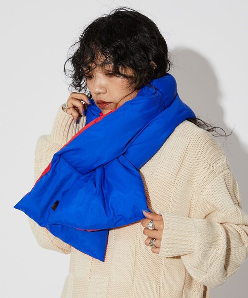 SUBLIME（サブライム）の「SUBLIME × FREAK'S STORE/サブライム × フリークスストア 別注 中綿 MUFFLER / マフラー（マフラー・レディース・ブルー/ブラック/グレー/ベージュ・ONE SIZE）」の4枚目の写真