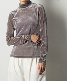 ベロアメッシュハイネックプルオーバー