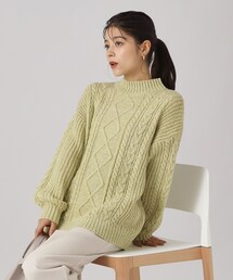 SHOO・LA・RUE | 【体型カバー】上品カジュアル メランジ ケーブルニット(ニット/セーター)