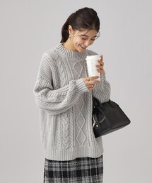 SHOO・LA・RUE | 【体型カバー】きれいめカジュアル メランジ ケーブルニット(ニット/セーター)