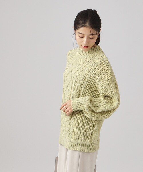 SHOO・LA・RUE（シューラルー）の「◆【体型カバー】きれいめカジュアル メランジ ケーブルニット（ニット/セーター・レディース・ライトグレー/オレンジ/ブルー/ベージュ/イエロー系その他・00）」の6枚目の写真