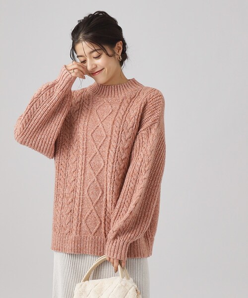 SHOO・LA・RUE（シューラルー）の「◆【体型カバー】きれいめカジュアル メランジ ケーブルニット（ニット/セーター・レディース・ライトグレー/オレンジ/ブルー/ベージュ/イエロー系その他・00）」の8枚目の写真