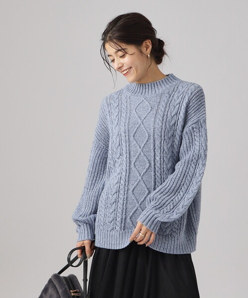 SHOO・LA・RUE（シューラルー）の「◆【体型カバー】きれいめカジュアル メランジ ケーブルニット（ニット/セーター・レディース・ライトグレー/オレンジ/ブルー/ベージュ/イエロー系その他・00）」の11枚目の写真