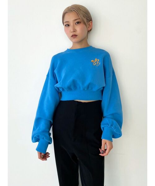 EMODA（エモダ）の「EMフラワーショートスウェット（スウェット・レディース・グレー/ブラック/ブルー・FREE）」の9枚目の写真