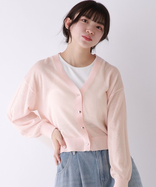 repipi armario（レピピ アルマリオ）の「シアーショートVカーディガン（カーディガン/ボレロ・キッズ・ピンク/サックスブルー/イエロー・MEDIUM/SMALL/LARGE）」の3枚目の写真