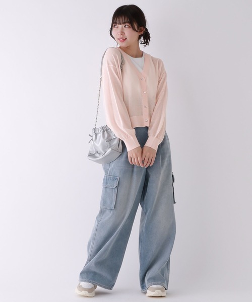 repipi armario（レピピ アルマリオ）の「シアーショートVカーディガン（カーディガン/ボレロ・キッズ・ピンク/サックスブルー/イエロー・MEDIUM/SMALL/LARGE）」の4枚目の写真