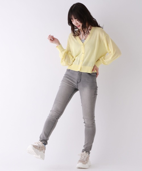 repipi armario（レピピ アルマリオ）の「シアーショートVカーディガン（カーディガン/ボレロ・キッズ・ピンク/サックスブルー/イエロー・MEDIUM/SMALL/LARGE）」の5枚目の写真