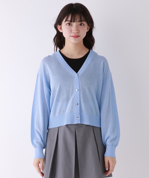 repipi armario（レピピ アルマリオ）の「シアーショートVカーディガン（カーディガン/ボレロ・キッズ・ピンク/サックスブルー/イエロー・MEDIUM/SMALL/LARGE）」の7枚目の写真