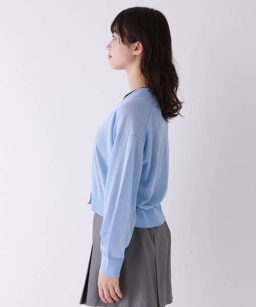 repipi armario（レピピ アルマリオ）の「シアーショートVカーディガン（カーディガン/ボレロ・キッズ・ピンク/サックスブルー/イエロー・MEDIUM/SMALL/LARGE）」の11枚目の写真