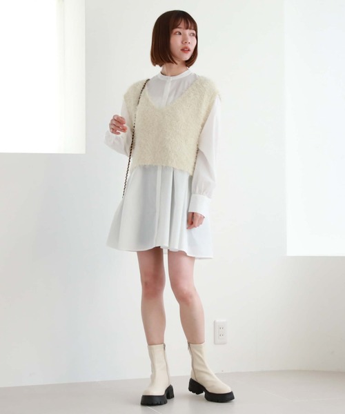 archives(アルシーヴ)の「シャギーベスト×シャツチュニックSET(チュニック・レディース・ピンクベージュ/アイボリー/ブラック・MEDIUM)」の19枚目の写真