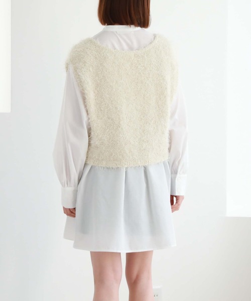 archives(アルシーヴ)の「シャギーベスト×シャツチュニックSET(チュニック・レディース・ピンクベージュ/アイボリー/ブラック・MEDIUM)」の15枚目の写真