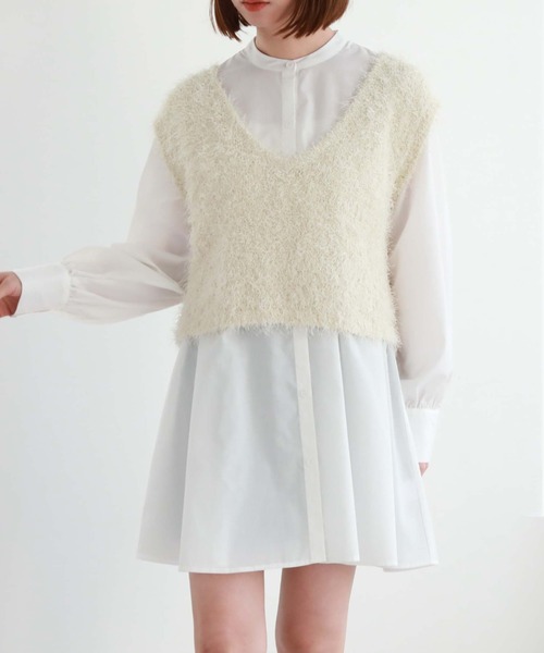 archives(アルシーヴ)の「シャギーベスト×シャツチュニックSET(チュニック・レディース・ピンクベージュ/アイボリー/ブラック・MEDIUM)」の14枚目の写真