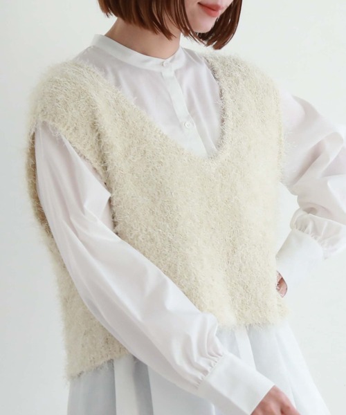 archives(アルシーヴ)の「シャギーベスト×シャツチュニックSET(チュニック・レディース・ピンクベージュ/アイボリー/ブラック・MEDIUM)」の21枚目の写真