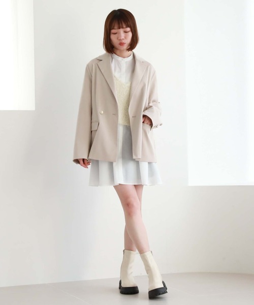 archives(アルシーヴ)の「シャギーベスト×シャツチュニックSET(チュニック・レディース・ピンクベージュ/アイボリー/ブラック・MEDIUM)」の8枚目の写真