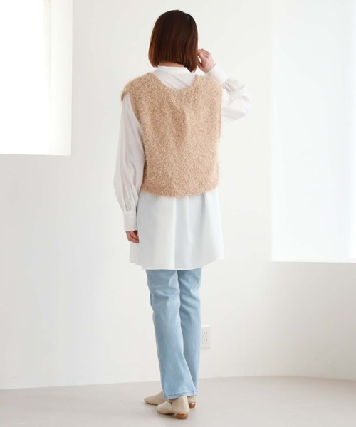 archives(アルシーヴ)の「シャギーベスト×シャツチュニックSET(チュニック・レディース・ピンクベージュ/アイボリー/ブラック・MEDIUM)」の22枚目の写真