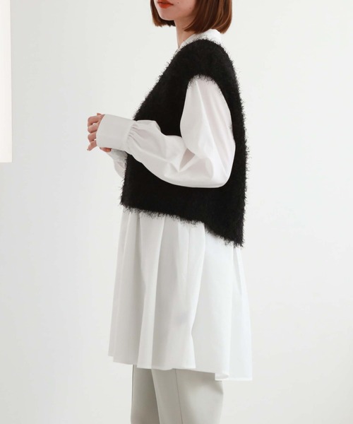 archives(アルシーヴ)の「シャギーベスト×シャツチュニックSET(チュニック・レディース・ピンクベージュ/アイボリー/ブラック・MEDIUM)」の12枚目の写真