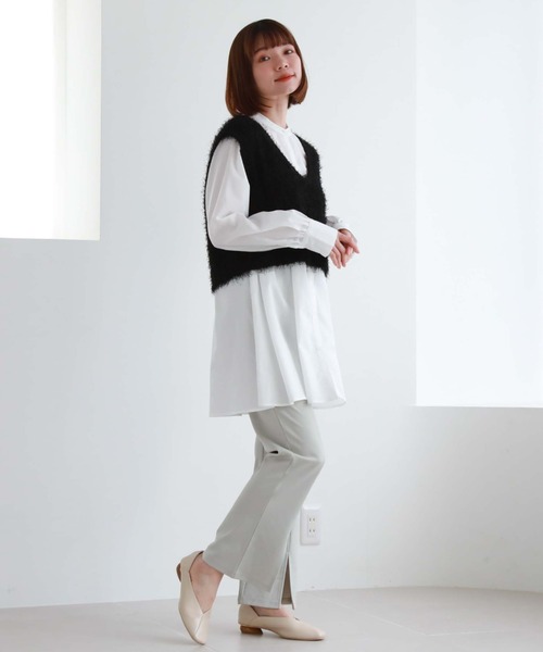 archives(アルシーヴ)の「シャギーベスト×シャツチュニックSET(チュニック・レディース・ピンクベージュ/アイボリー/ブラック・MEDIUM)」の10枚目の写真