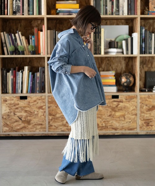 LEPSIM（レプシィム）の「7ゲージフリンジニットスカート　994288（スカート・レディース・ブラック/オフホワイト・FREE）」の6枚目の写真