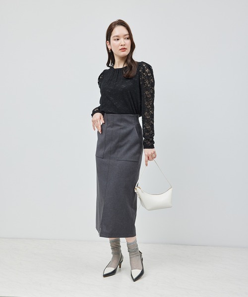 ROPE'（ロペ）の「ストレッチタックギャザーレースブラウス（Tシャツ/カットソー・レディース・オフホワイト/ブラック・FREE）」の14枚目の写真