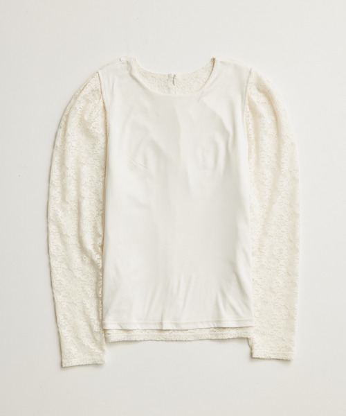 ROPE'（ロペ）の「ストレッチタックギャザーレースブラウス（Tシャツ/カットソー・レディース・オフホワイト/ブラック・FREE）」の7枚目の写真