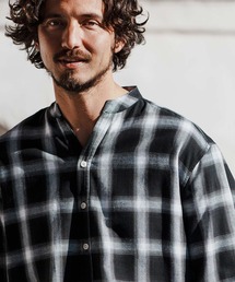 ms5573- Cool Check Flannel Band Collar Shirts チェックシャツ