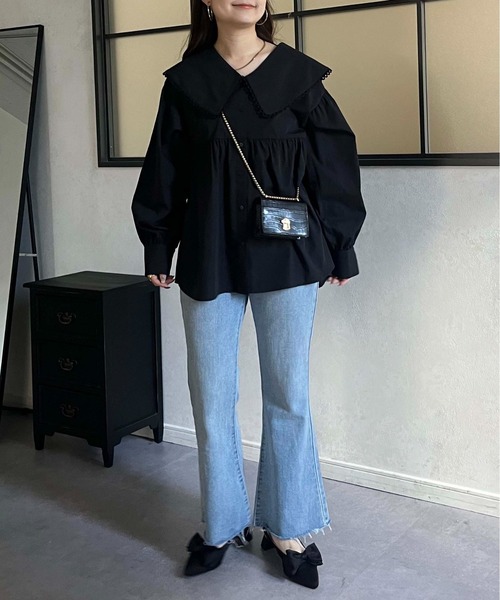 prose verse(プロズヴェール)の「BIGえりレーストリミングペプラムブラウス(シャツ/ブラウス・レディース・オフホワイト/ブラック・LARGE/MEDIUM)」の20枚目の写真