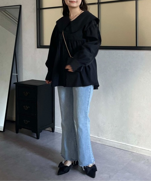 prose verse(プロズヴェール)の「BIGえりレーストリミングペプラムブラウス(シャツ/ブラウス・レディース・オフホワイト/ブラック・LARGE/MEDIUM)」の21枚目の写真