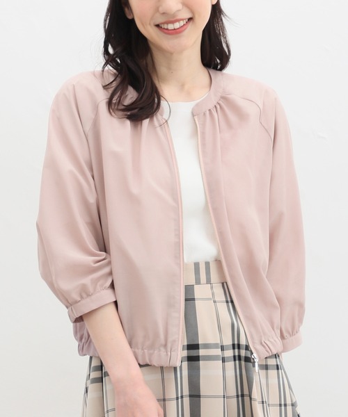 Honeys（ハニーズ）の「８分袖シアーブルゾン（ブルゾン・レディース・ブラック/スモークピンク/グレイッシュベージュ/チャコールグレー/ブラウン・S/M/L/LL）」の5枚目の写真