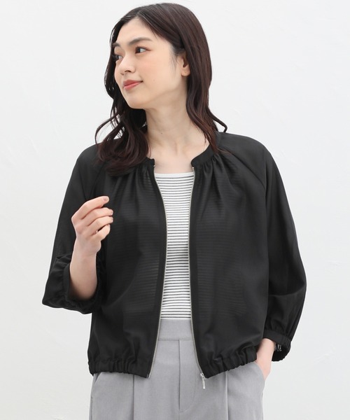 Honeys（ハニーズ）の「８分袖シアーブルゾン（ブルゾン・レディース・ブラック/スモークピンク/グレイッシュベージュ/チャコールグレー/ブラウン・S/M/L/LL）」の7枚目の写真