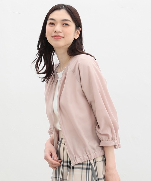 Honeys（ハニーズ）の「８分袖シアーブルゾン（ブルゾン・レディース・ブラック/スモークピンク/グレイッシュベージュ/チャコールグレー/ブラウン・S/M/L/LL）」の9枚目の写真