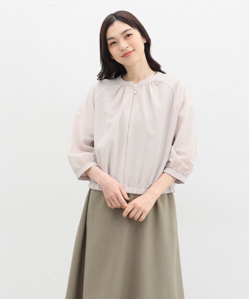 Honeys（ハニーズ）の「８分袖シアーブルゾン（ブルゾン・レディース・ブラック/スモークピンク/グレイッシュベージュ/チャコールグレー/ブラウン・S/M/L/LL）」の11枚目の写真