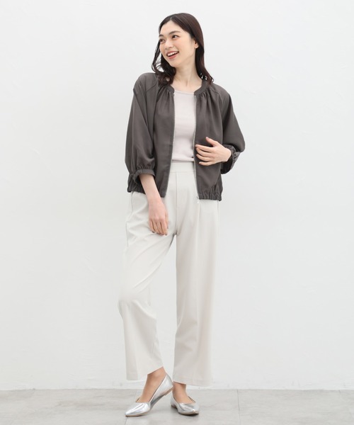 Honeys（ハニーズ）の「８分袖シアーブルゾン（ブルゾン・レディース・ブラック/スモークピンク/グレイッシュベージュ/チャコールグレー/ブラウン・S/M/L/LL）」の13枚目の写真