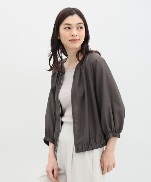 Honeys（ハニーズ）の「８分袖シアーブルゾン（ブルゾン・レディース・ブラック/スモークピンク/グレイッシュベージュ/チャコールグレー/ブラウン・S/M/L/LL）」の14枚目の写真