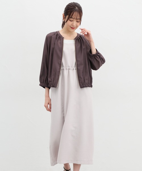 Honeys（ハニーズ）の「８分袖シアーブルゾン（ブルゾン・レディース・ブラック/スモークピンク/グレイッシュベージュ/チャコールグレー/ブラウン・S/M/L/LL）」の16枚目の写真